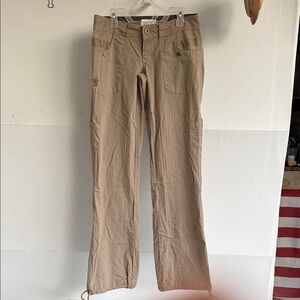 OAKLEY MILITARY INSPIRED STRETCH PANTS DRAWSTRING LEGS SIZE 0 TAN CARGO STYLE